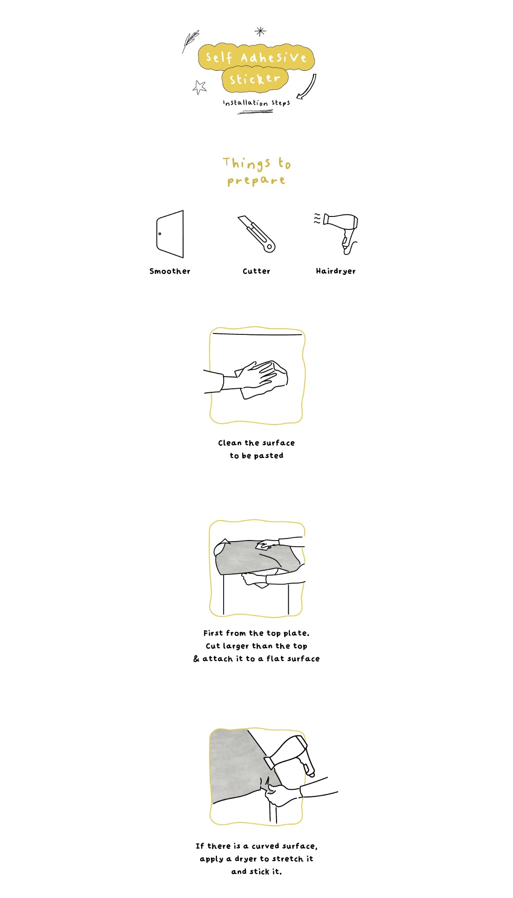 Self Adhesive Sticker Installation Guide page